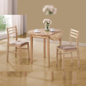 Dining Set: 3 Piece Wooden Round Dining Table Set