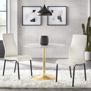 Dining Set: White Round Dining Table With 2 Chairs